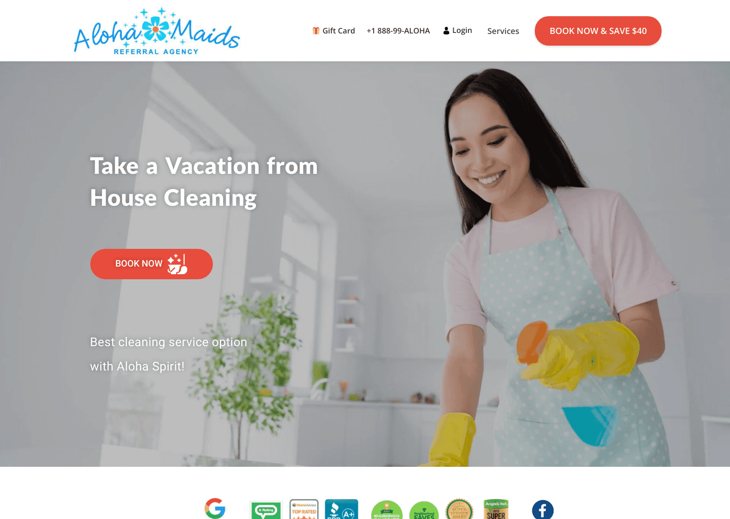 Aloha Maids website screenshot