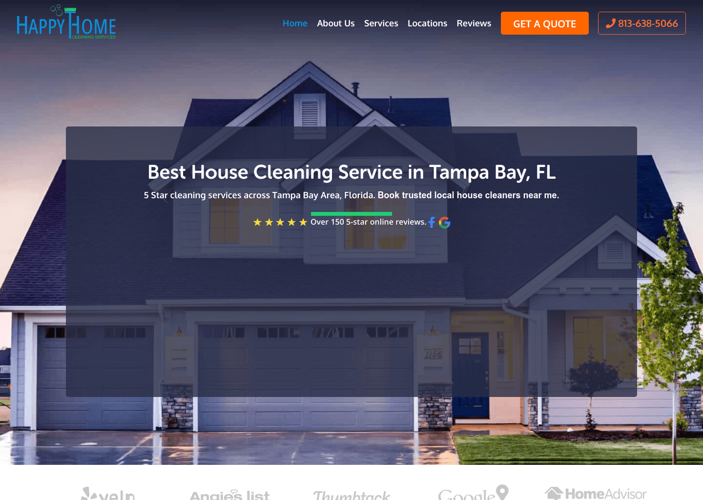 Happy Home Cleaning Services website screenshot