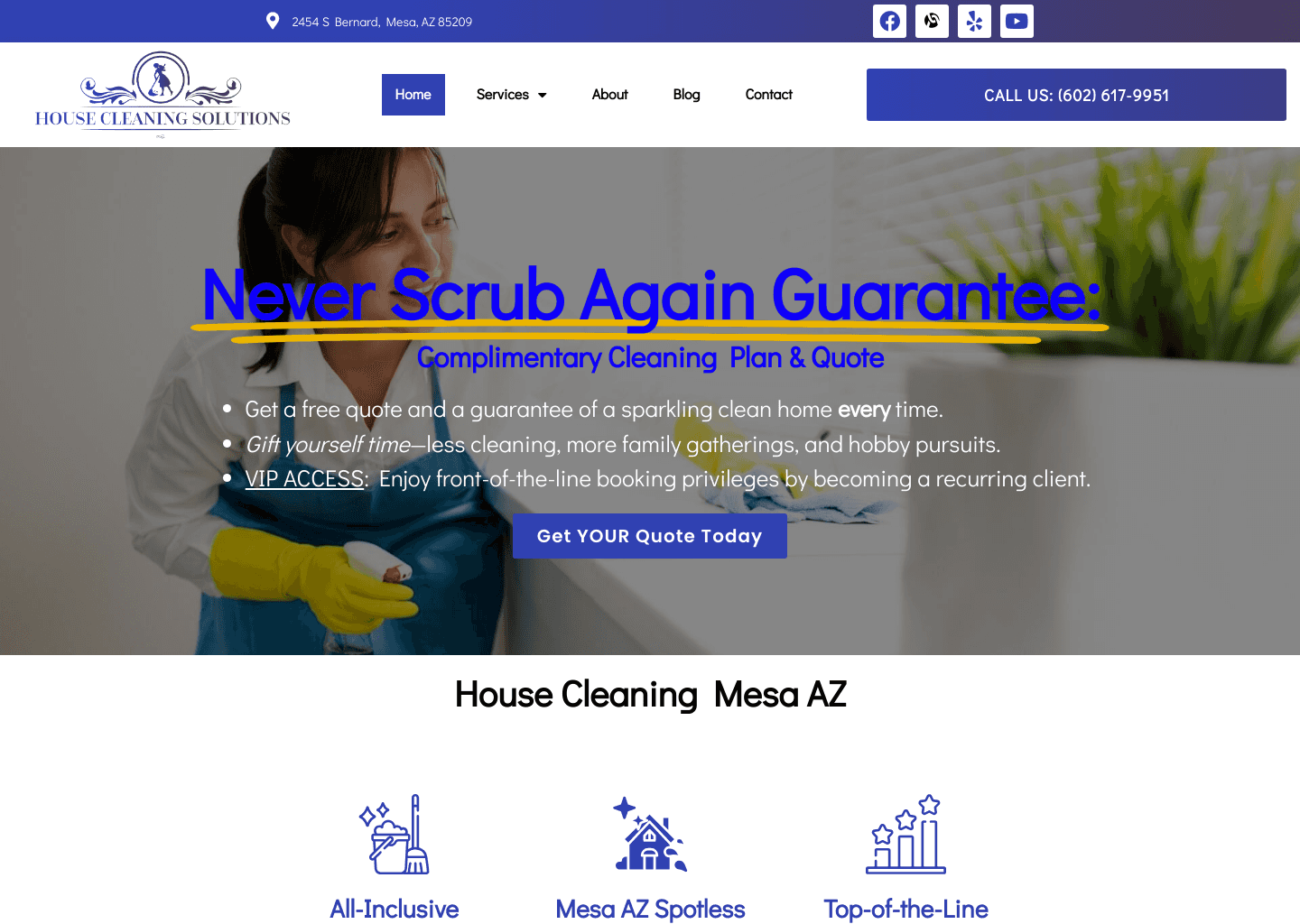 House Cleaning Solutions website screenshot