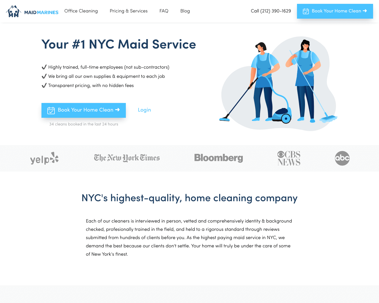 Maid Marines website screenshot