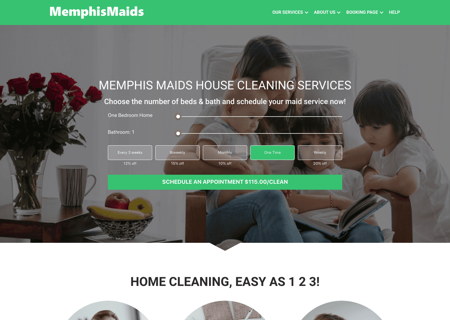 Memphis Maids website screenshot