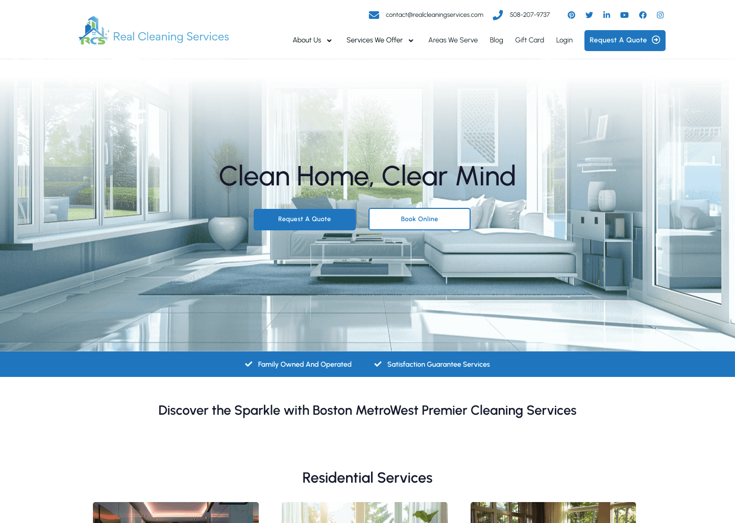 Real Cleaning Services website screenshot