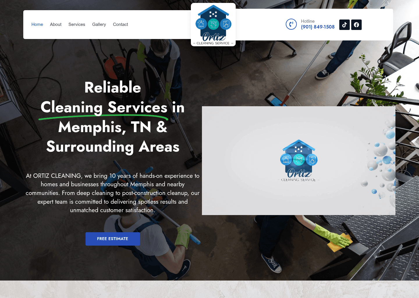 ORTIZ CLEANING website screenshot