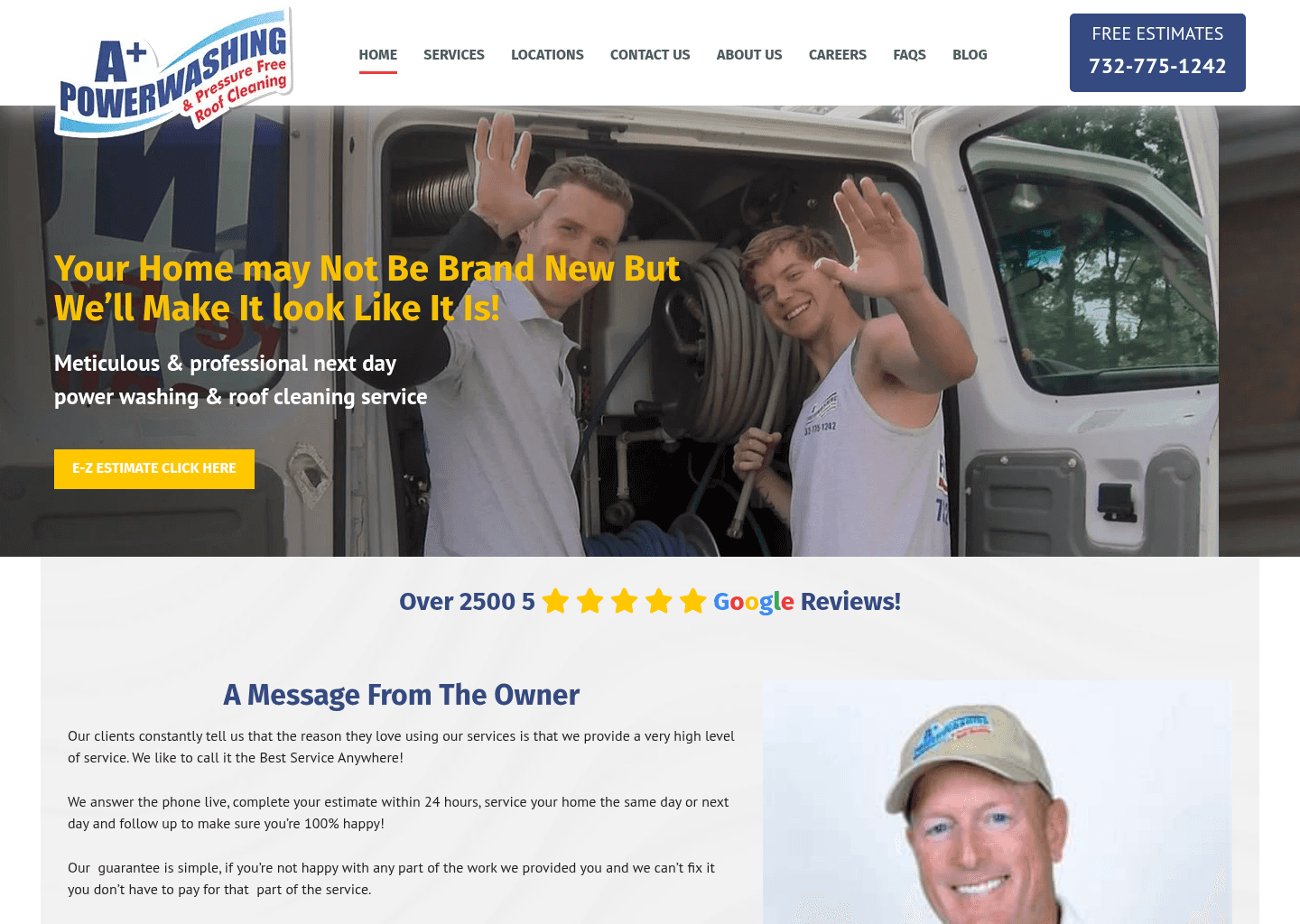 A+ Power Washing And Roof Cleaning website screenshot