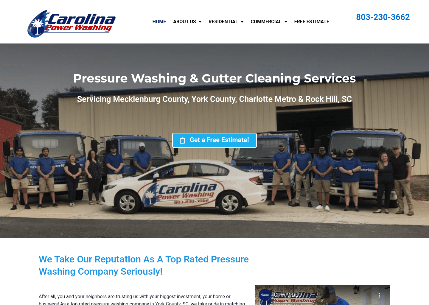 Carolina Power Washing website screenshot