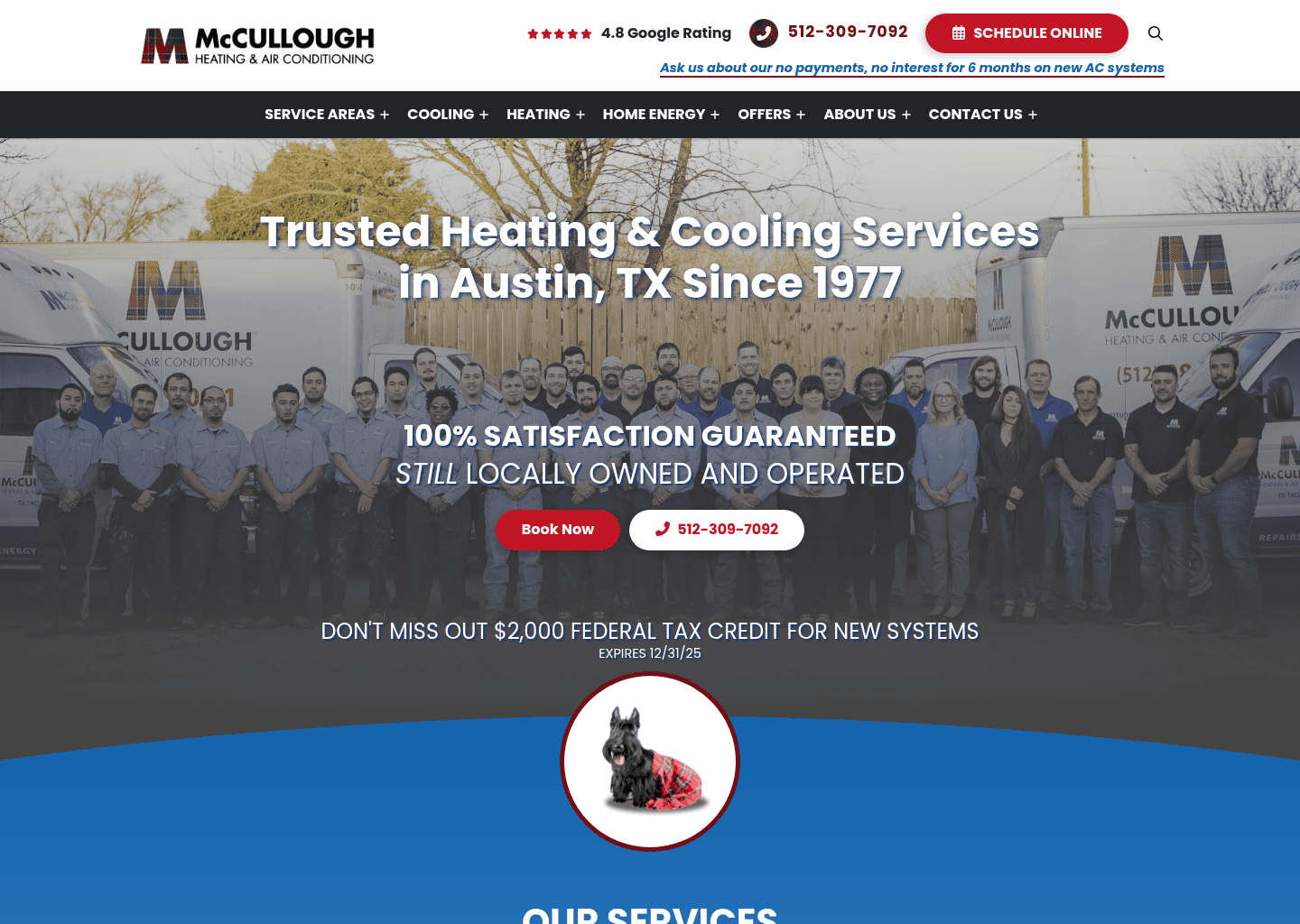 McCullough Heating & Air Conditioning website screenshot