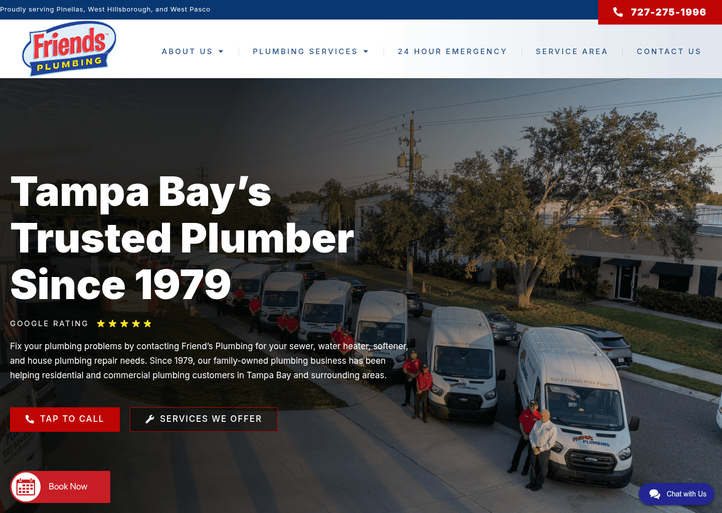 Friends Plumbing website screenshot