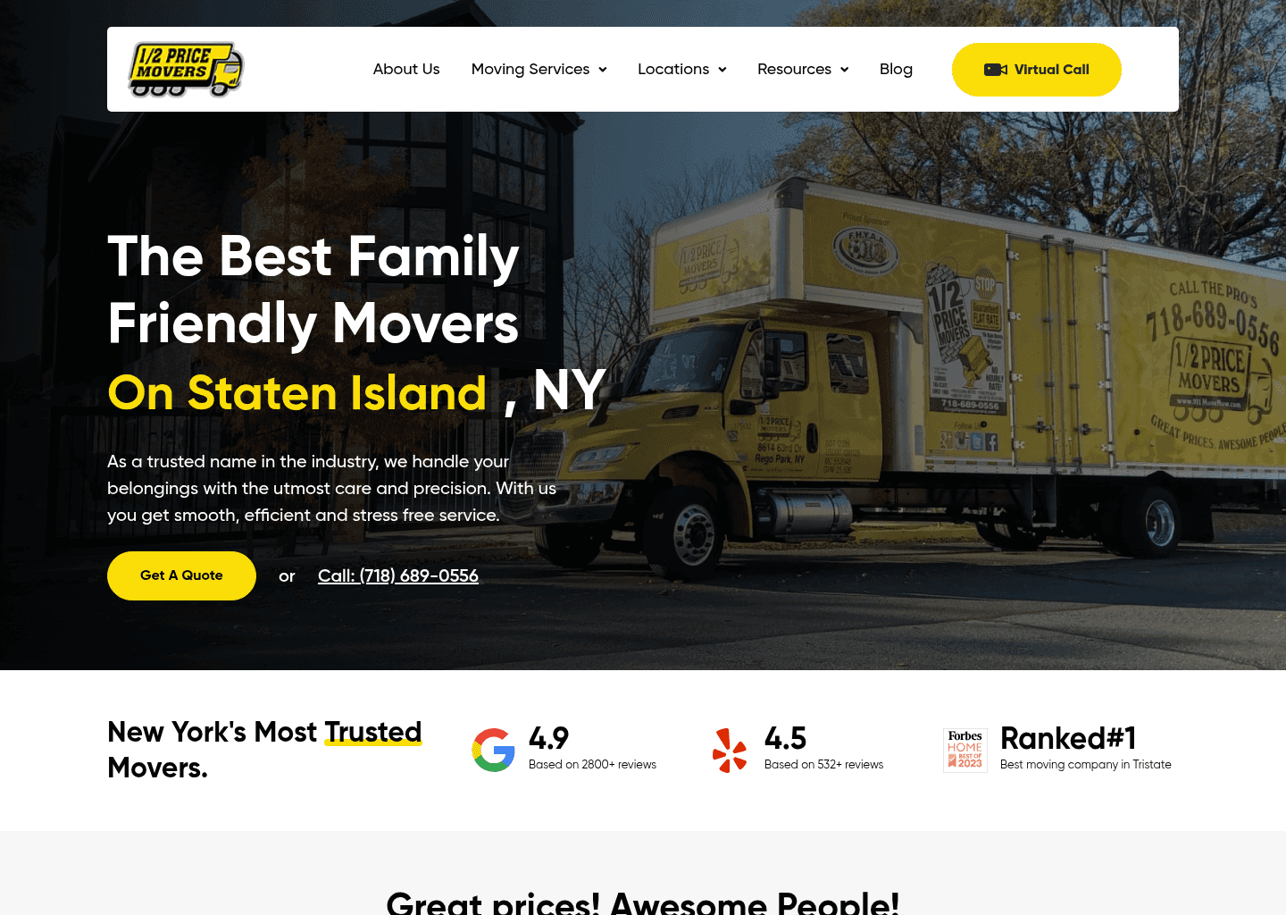 1/2 Price Movers Queens website screenshot