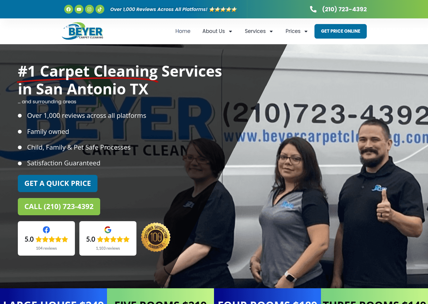 Beyer Carpet Cleaning website screenshot
