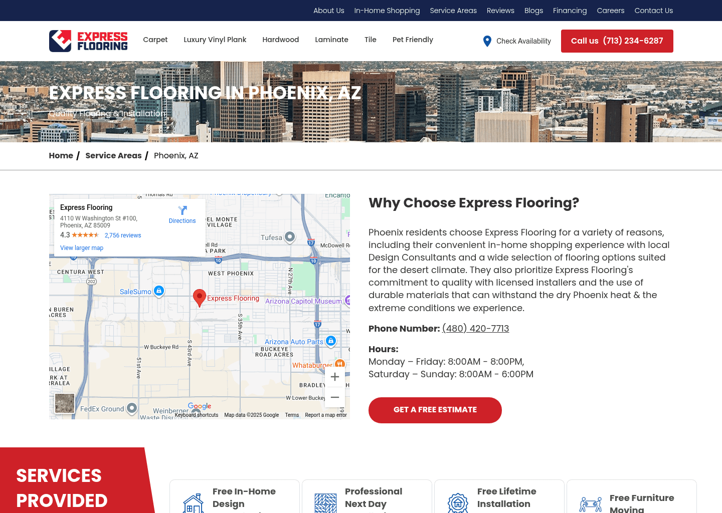 Express Flooring website screenshot