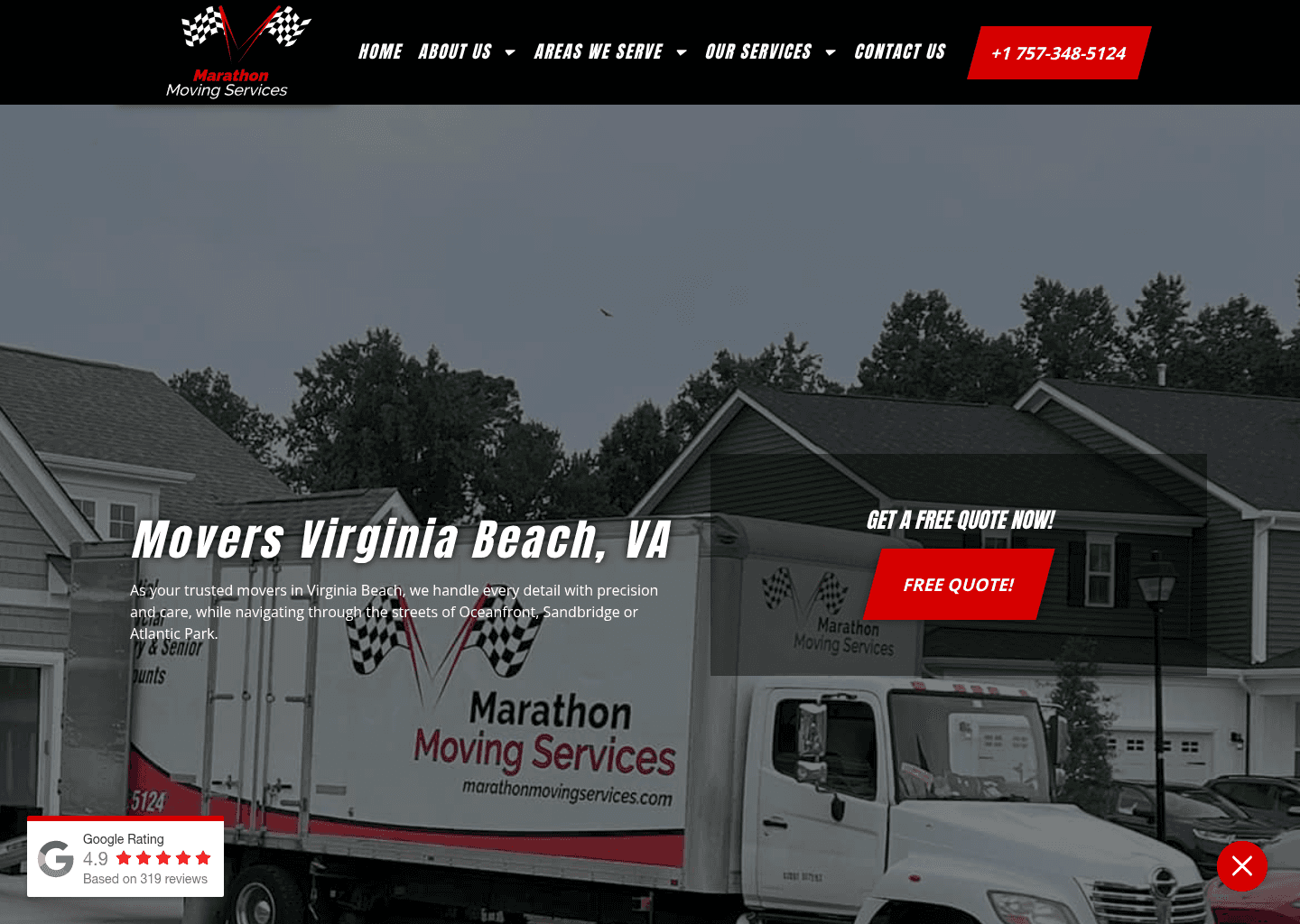Marathon Moving Services website screenshot