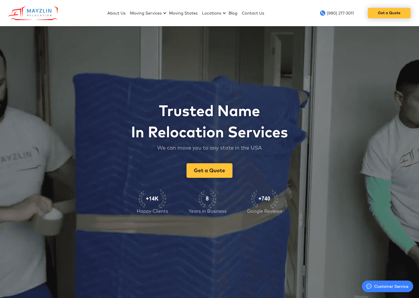 Long Distance & Out of State Movers Mayzlin Relocation website screenshot