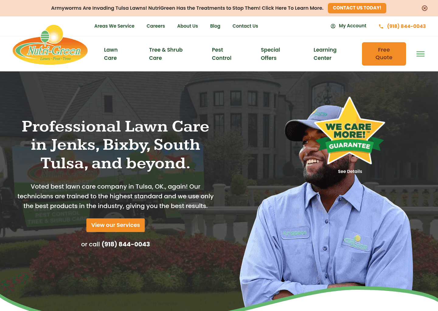 Nutri-Green Lawn Care website screenshot