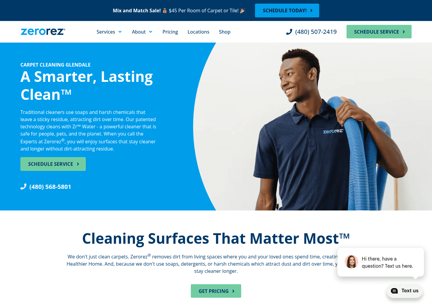 Zerorez website screenshot