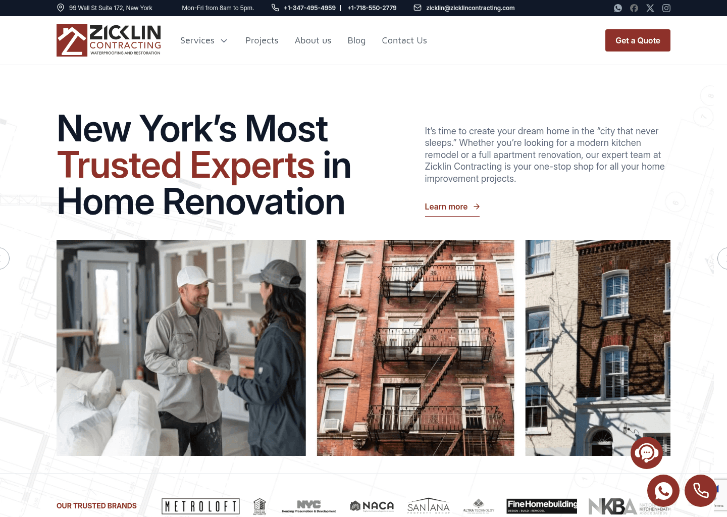 Zicklin Contracting Corp. website screenshot
