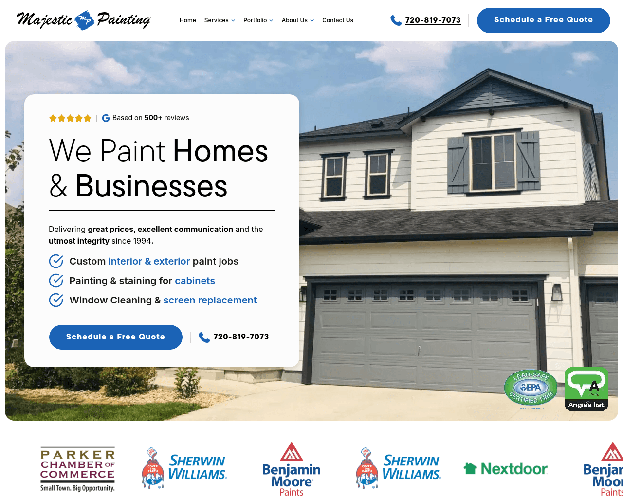 Majestic Painting Company, Inc. website screenshot