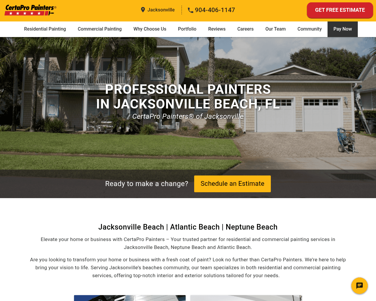 CertaPro Painters of Jacksonville website screenshot