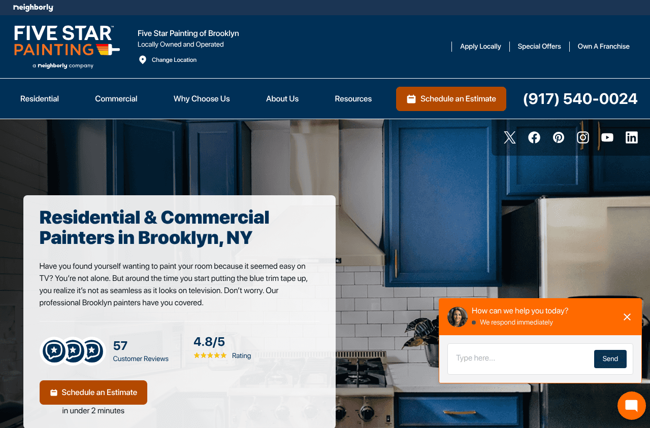 Five Star Painting of Brooklyn website screenshot