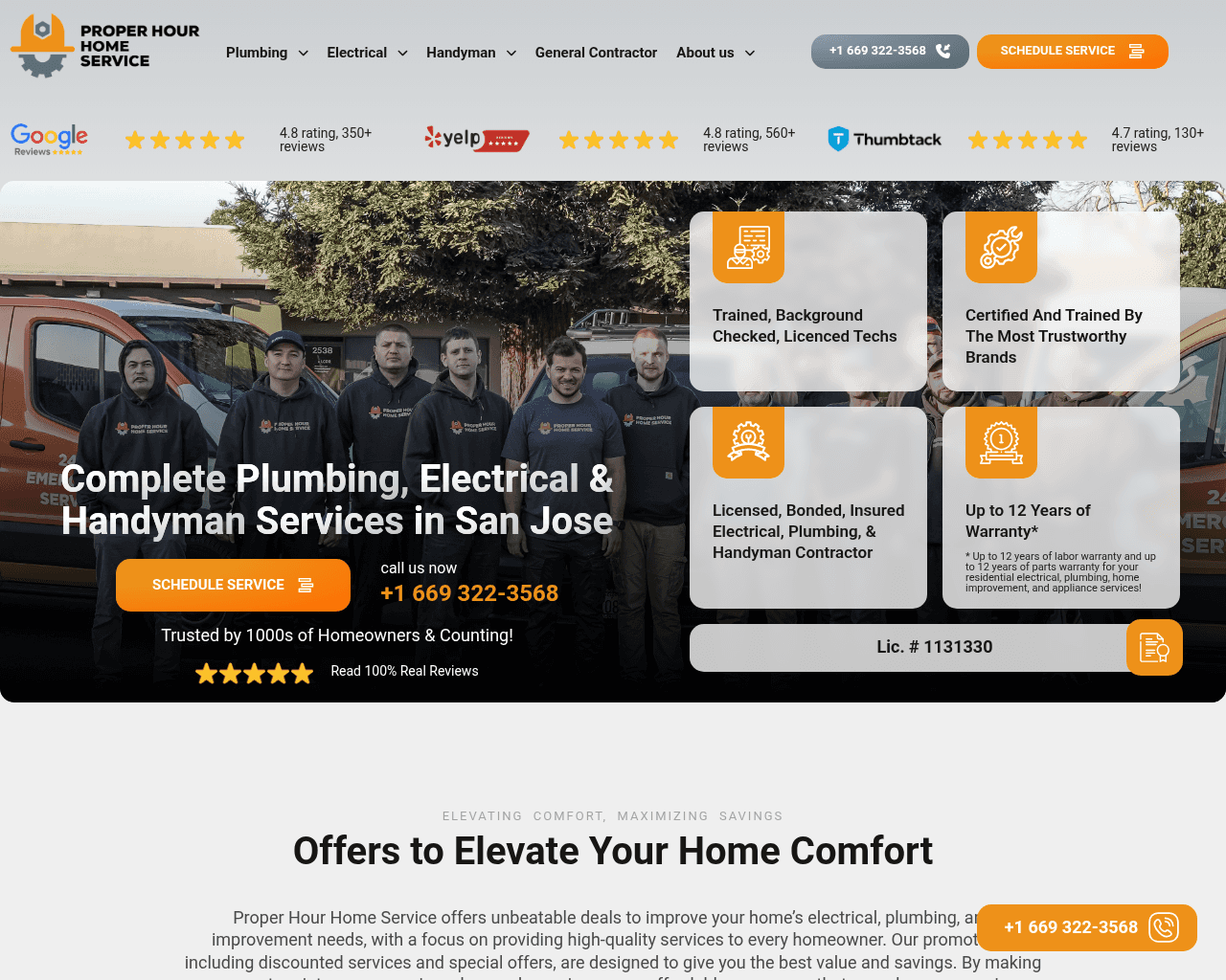 Proper Hour Home Service - Handyman & Plumbing website screenshot