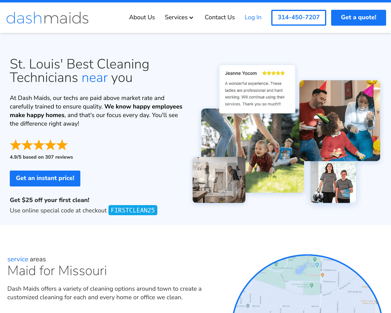 Dash Maids website screenshot