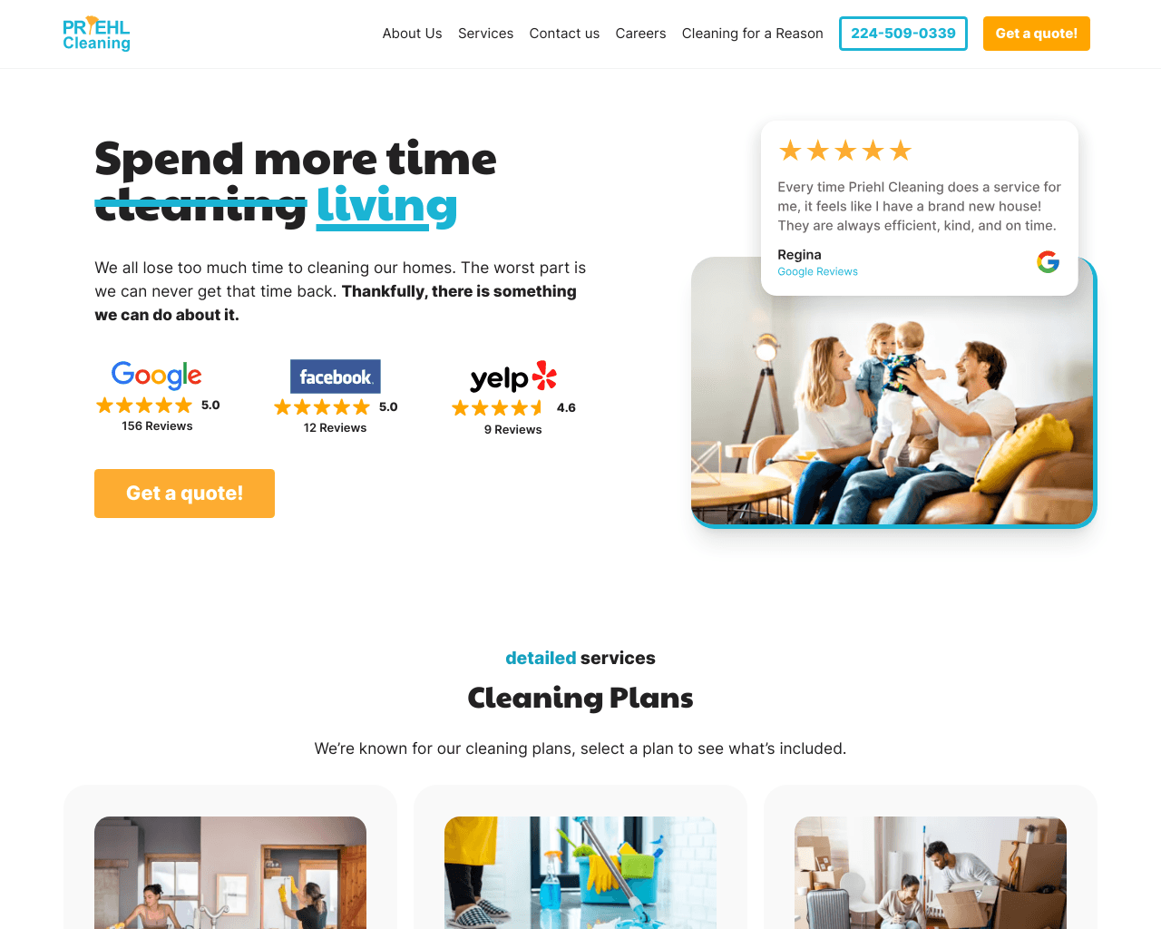 Priehl Cleaning website screenshot