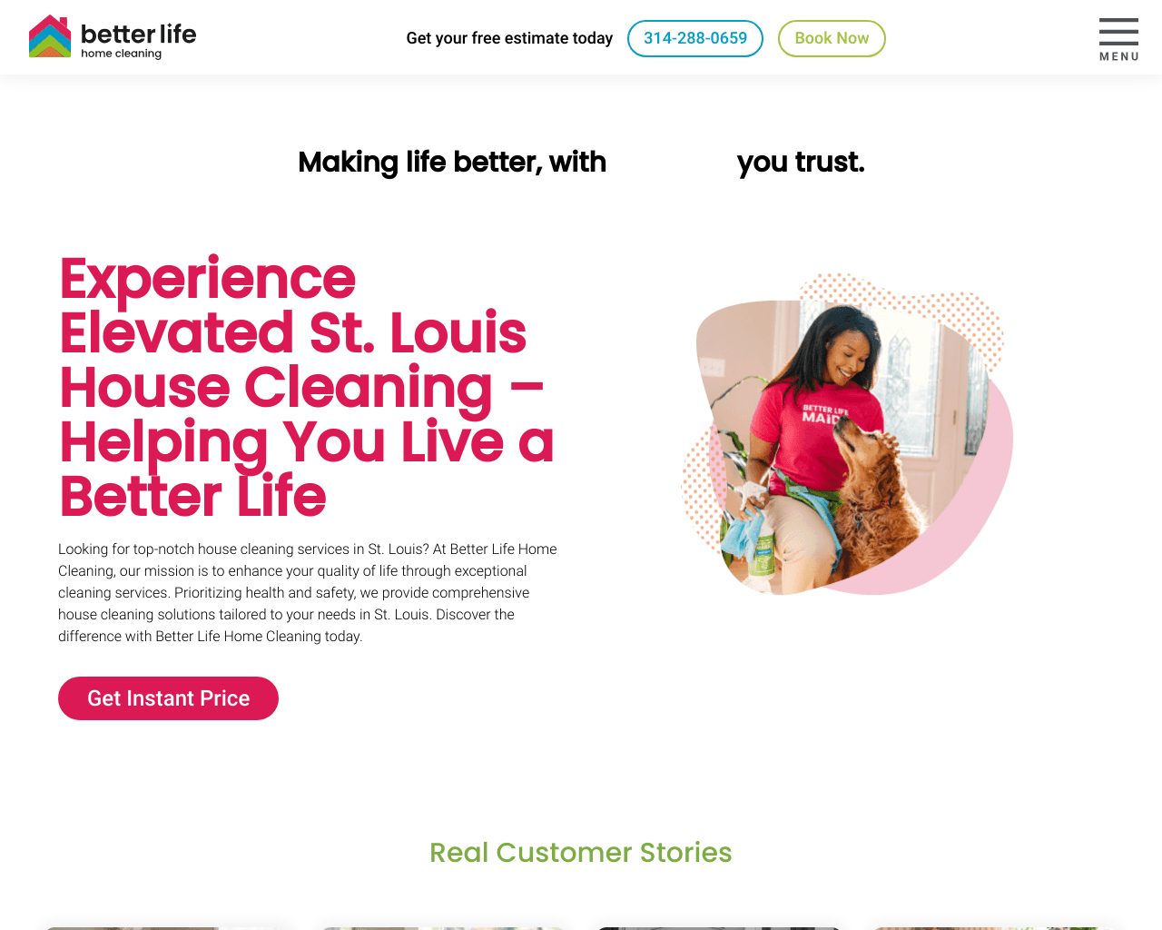 Better Life Maids website screenshot