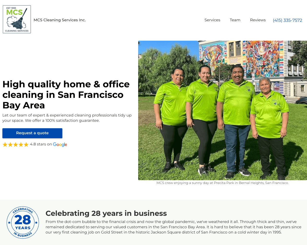 MCS Cleaning Services website screenshot
