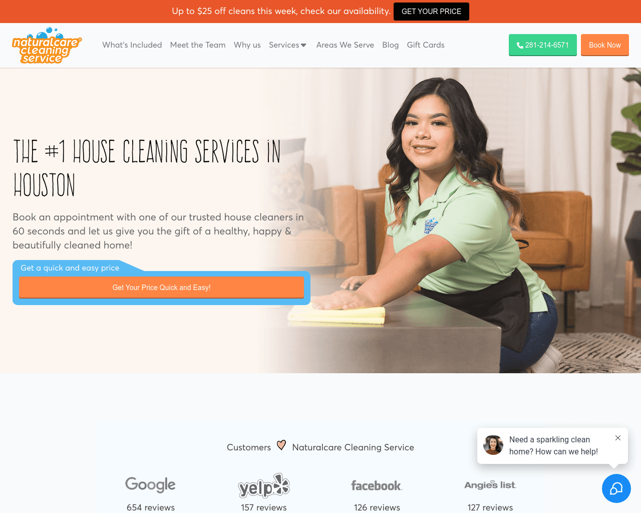 Natural Care Cleaning Service website screenshot